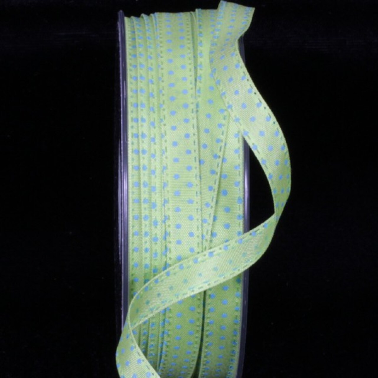 The Ribbon People Green and Blue Polka Dots Felicity Wired Craft Ribbon 0.25&#x22; x 55 Yards